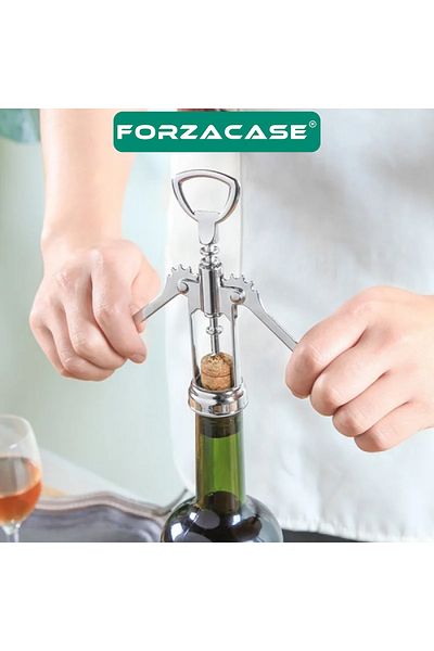 Forzacase Stainless Steel Corkscrew Cork - Bottle Opener, Winged, Fc717