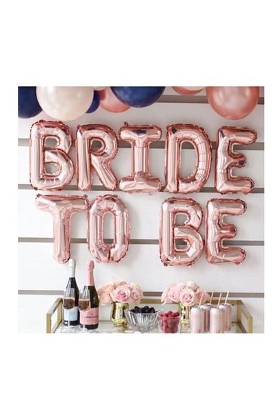 Çemrek Süs Parti Bride To Be Written Foil Balloon Concept Rose Gold Colored Bachelorette Party Large Balloon Set