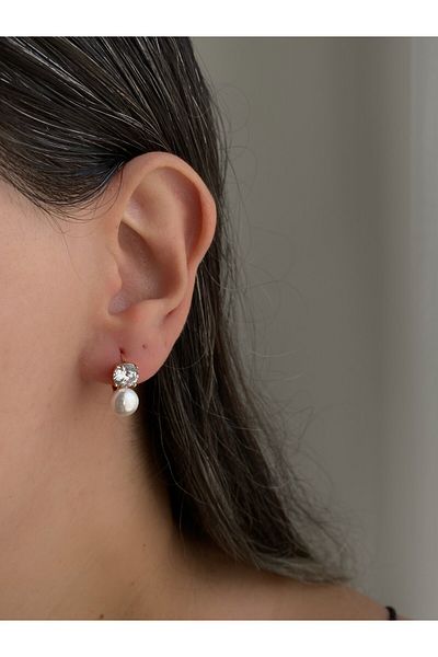 Owentis Elegant Jerry Earrings - with Steel Rhinestones and Pearls, No Tarnish