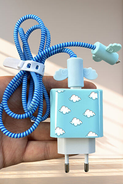 WANNA PROTECT iPhone 18W/20W Uyumlu Sevimli Şarj Başlığı Adaptörü Koruma Kabl...