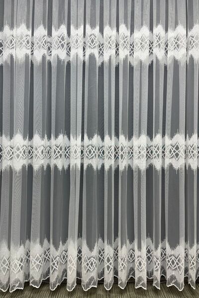 Cortibo Paris Zigzag Patterned 1 to 2.5 Medium Pleated Tulle Curtain