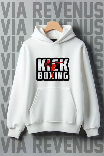 Vordevia Kickboxing Printed - 3 Thread Kangaroo Pocket, Oversize Hooded Sweatshirt