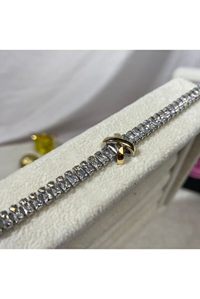 Alsem سوار مطلي بالذهب X على الفضة، سوار Tffany Gold X Model،