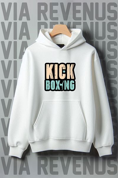 Vordevia Kickboxing Printed - 3 Thread Kangaroo Pocket, Oversize Hooded Sweatshirt