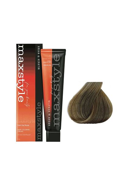 MAXSTYLE Argan Keratin Hair Dye 8.11 Intense Light Ashy Auburn + Liquid Oxidant