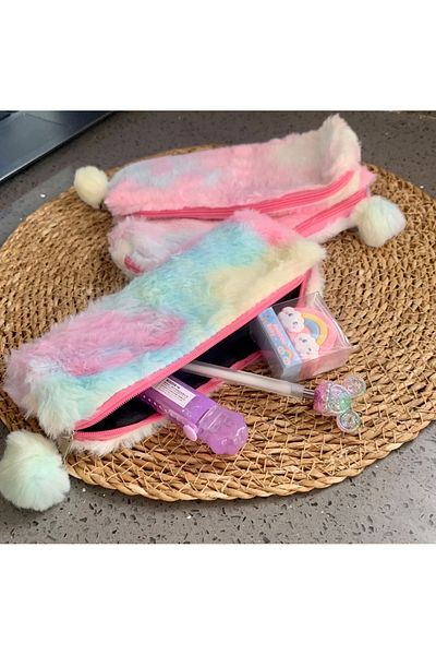 Meyra Accessories 1Pc Cute Pen Holder School Supplies Stationery Supplies Plush Cute Rainbow Colorful