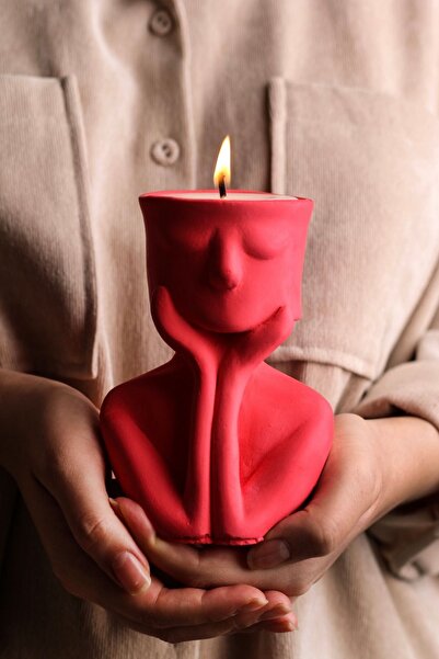 LALEZEN HOME Kırmızı Düşünen Adam Mum Mumluk Yeniyıl Mum