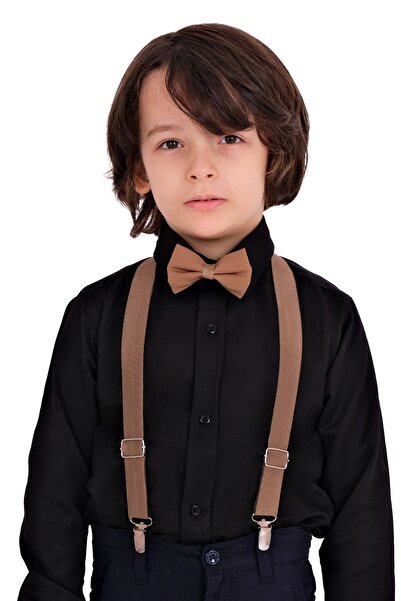 Merdia Комплект от 3 части, черна папийонка с дълъг ръкав за момче