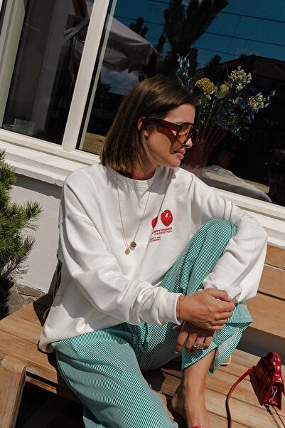 Jose Clothing Σειρά Amalfi - oversized με τύπωμα επένδυση fleece Φούτερ από οργανικό βαμβάκι