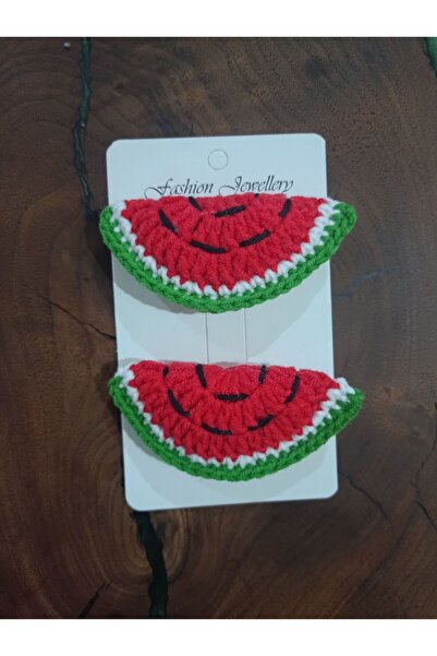 Handmade Örgü Karpuz Çıt Çıt Toka 2'li