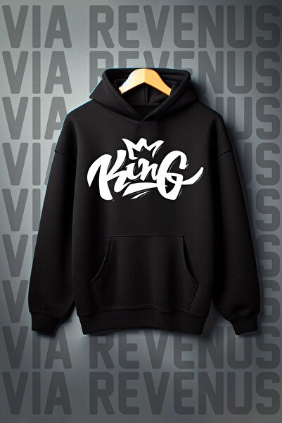 Vordevia Φούτερ με κουκούλα King Printed Oversize - Τσέπη καγκουρό, ράστερ 3 ...