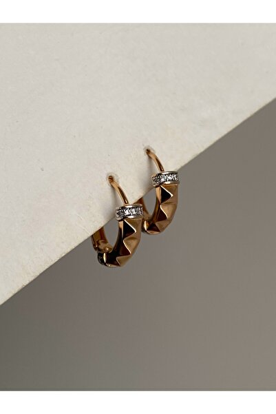 Owentis Steel Rose Gold Stone Elegant Wave Hoop Earrings - Does Not Tarnish -