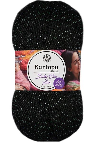 Kartopu Baby One Lux - Μάλλινο Πράσινο και Μαύρο Glitter Χωρίς Πιτυρίδες K940-SE