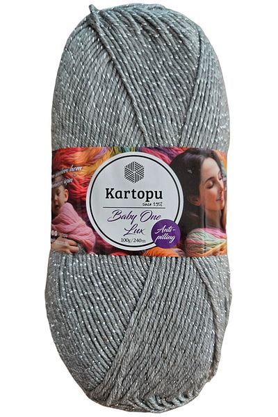 Kartopu Γκρι Glitter Baby Wool - Χωρίς να μουτζουρώνει, Baby One Lux K1000