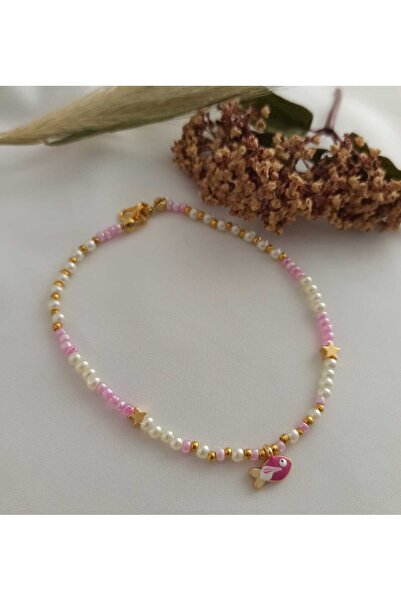 Simge Gümüş Pearl, Fish and Star Figured Anklet