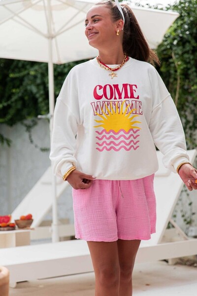 Jose Clothing Σειρά Amalfi - oversized με τύπωμα επένδυση fleece Φούτερ από οργανικό βαμβάκι