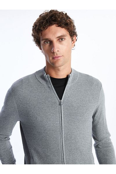 LC Waikiki Standard Pattern Stand Collar Men's Knitwear Cardigan