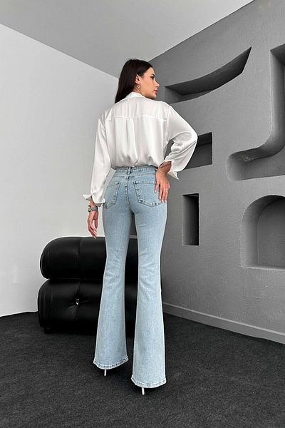 TRENDNATUREL Blugi evazați cu talie înaltă albastru deschis Mallorca - Blugi spanioli aurii