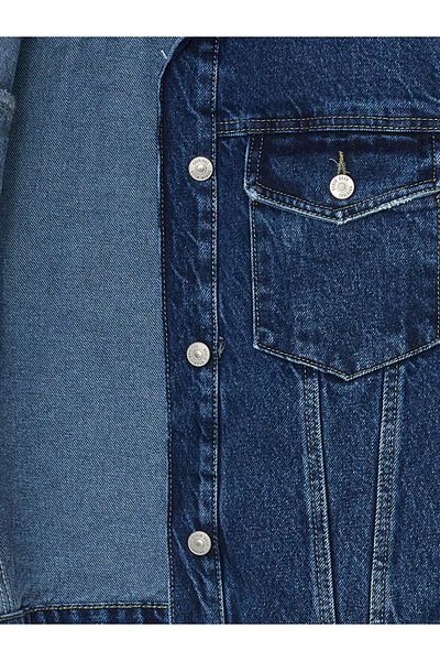 LC Waikiki Guler cămașă, cu mânecă lungă, supradimensionată, jachetă de jeans pentru femei