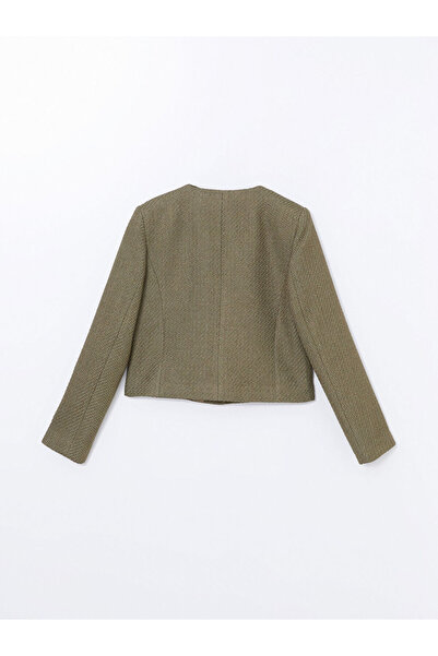 LC Waikiki Crew Neck Textured Women's Tweed Jacket