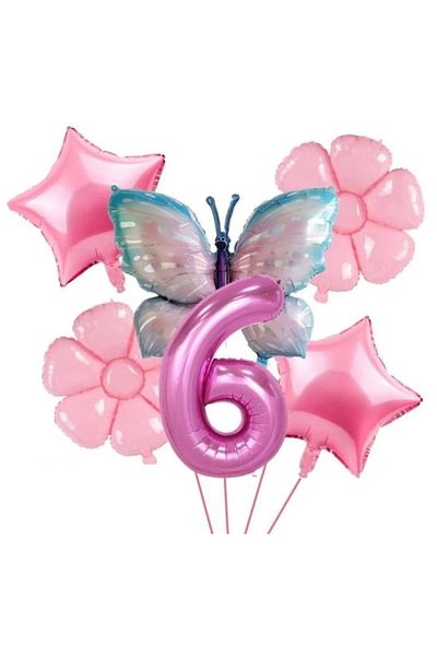DÜVENCİ TİCARET Foil Butterfly Patterned Wet Balloon Set