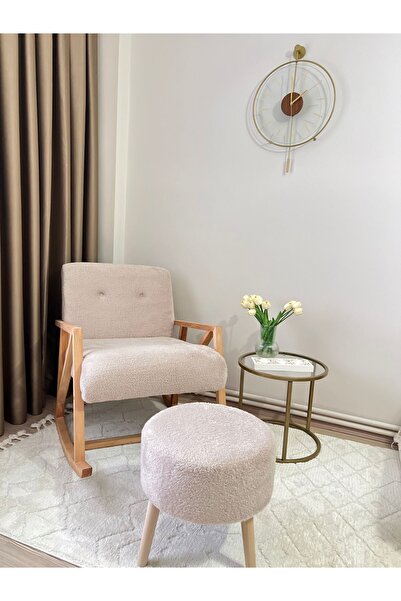 öz kısmet mobilya since 1990 Cappucino Sallanan Ahşap Berjer Koltuk Puf Hediyeli