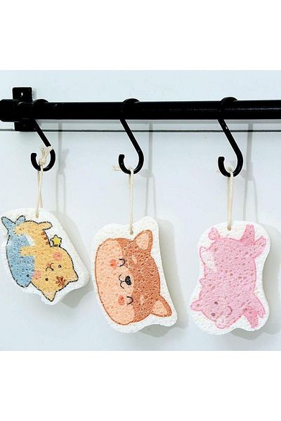SAVORYHOME magic cleaning sponge cartoon animal compressed wood pulp scouring pads kitchen non-stick