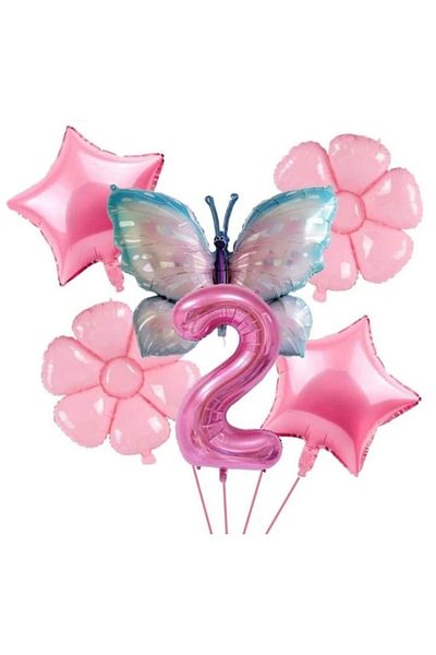 DÜVENCİ TİCARET Foil Butterfly Patterned Wet Balloon Set
