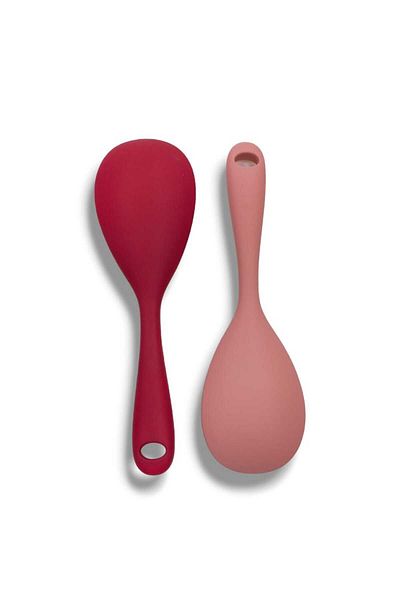 CEPHOME Set of 2 Dark-Dust Pink Ivory Silicone Spoons - Fireproof and Non-Stick