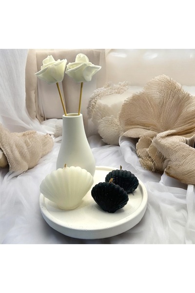 Genel Markalar Yuvarlak Tepsili Mum Ve Vazo Set 7'li