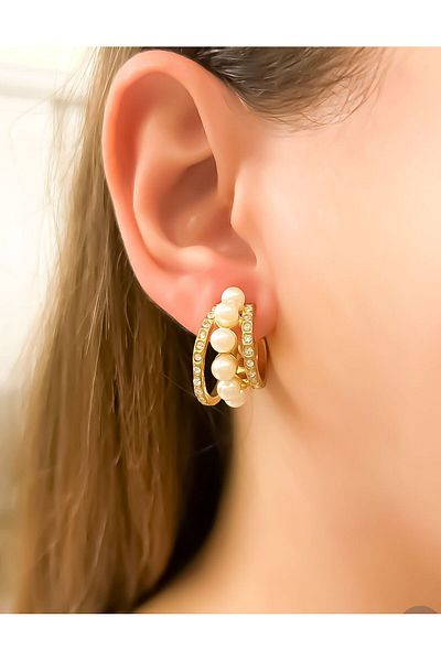 MELLS TAKI 316L Stainless Steel Earrings - Pearl Zircon Design