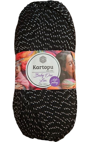 Kartopu Baby One Lux Μαύρο Γκλίτερ Ασημί Μαλλί - Χωρίς Κάνναβη K940-GÜ