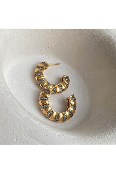 SANX أقراط من الفولاذ الذهبي