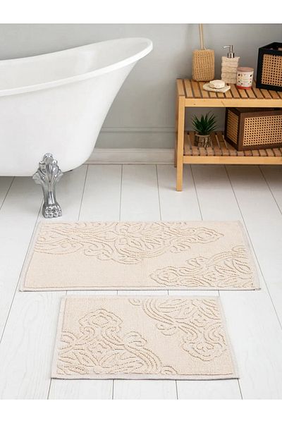 LC Waikiki LCW HOME - Σετ 2 Βαμβακερά Χαλάκια Μπάνιου με Σχέδιο Mink
