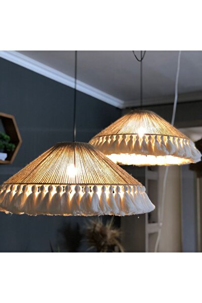 mammoly Doğal Bohem Avize, Rustik Avize, Jüt Avize, Püsküllü Avize, Retro Avize