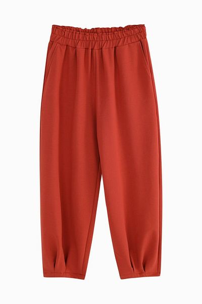Puane Pantaloni confortabili din gresie cu talie înaltă și picior plisat 18150