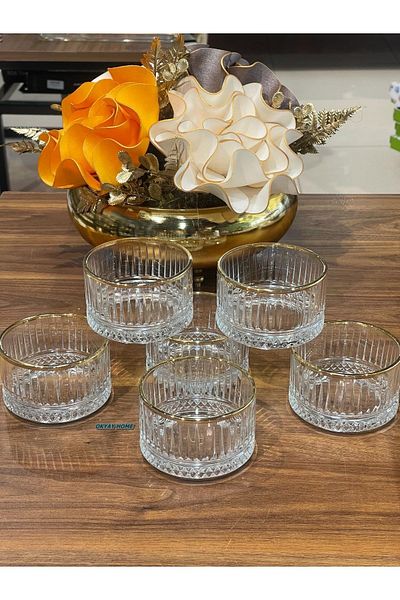 Paşabahçe Set of 4 Real Elysia and Real Gold Gilded - Elysia Gold 235 Cc Snack Bowl