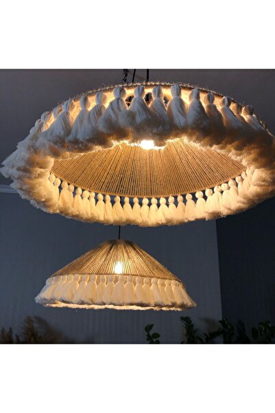 mammoly Doğal Bohem Avize, Rustik Avize, Jüt Avize, Püsküllü Avize, Retro Avize