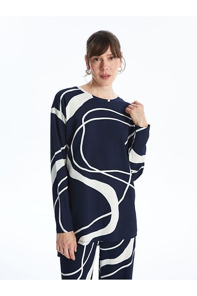 LC Waikiki Crew Neck Patterned Long Sleeve Women's Tunic