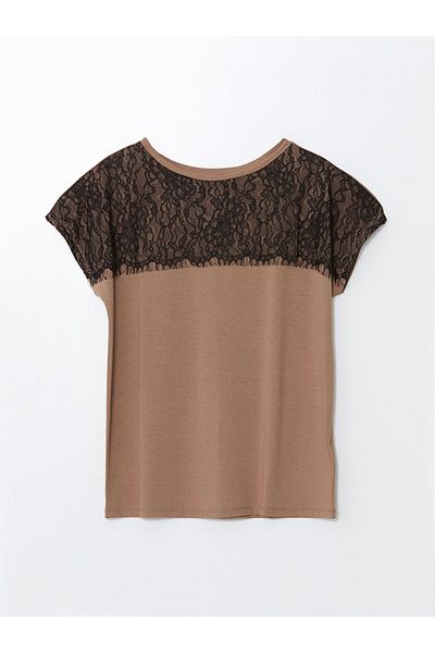 LC Waikiki Crew Neck Embroidered Short Sleeve Women's T-Shirt