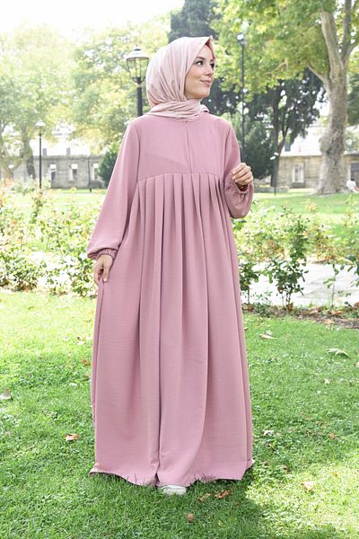 Fashion journey Airobion Fabric - Hijab Ferace Φόρεμα με πλισέ και φερμουάρ