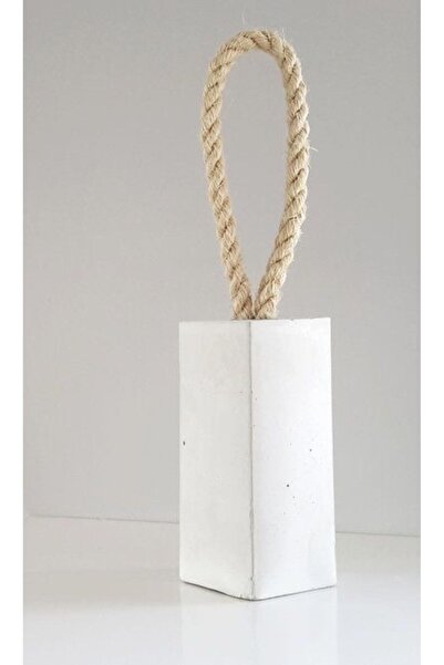 LALEZEN HOME Hasır İpli Dikdörtgen Beyaz Beton Kapı Stoperi