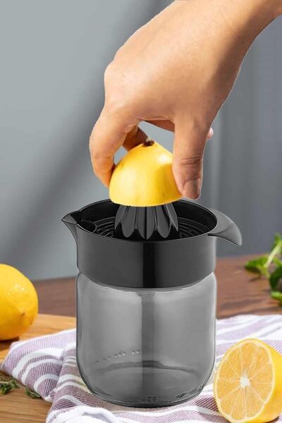 ECO KİTCHEN Black Pearl Glass Lemon And Citrus Juicer