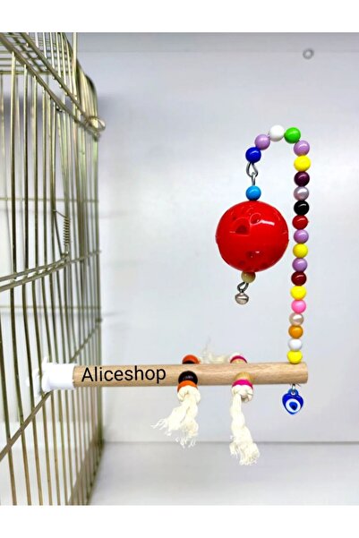 aliceshop Cockatiel with Bells - Stress String Perch Toy
