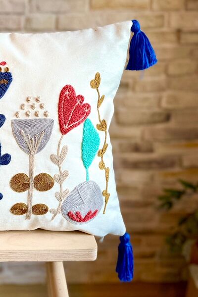 SWITA Single Decorative Special Design Punch Embroidered Throw Pillow Cover