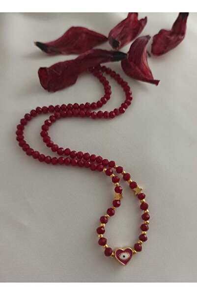 Simge Gümüş Crystal and Star Figure Necklace with Heart