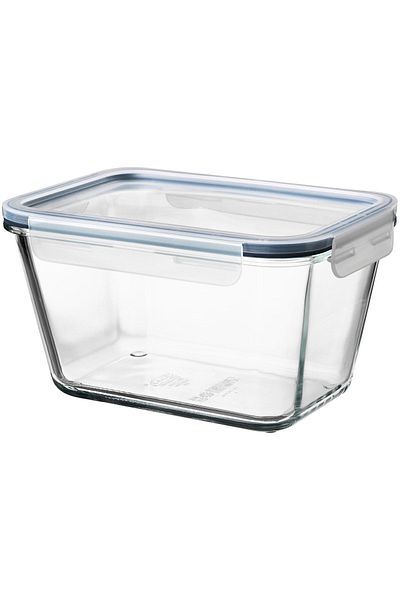 IKEA 1.8 Lt 21X15X12 cm Rectangular Plastic Storage Container - Glass