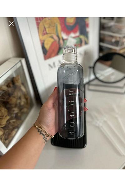 PEGA HOME 500ml Glass Water Bottle - Motivated and Leak Proof Flask