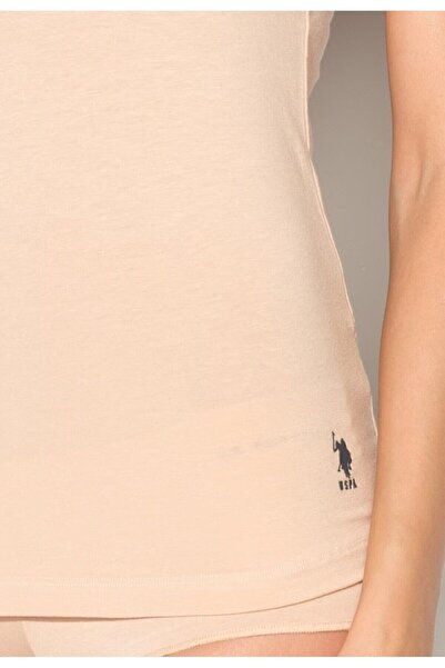U.S. Polo Assn. Kadın Ten Likralı Pamuklu Modal İp Askılı Atlet