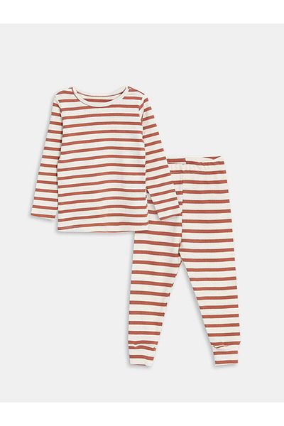 LC Waikiki Striped Crew Neck Long Sleeve Pajama Set for Baby Boy